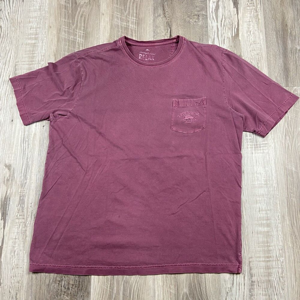Tommy Bahama Relax Shirt Men's XL Pima Cotton Short Sleeve Pocket Logo Pink